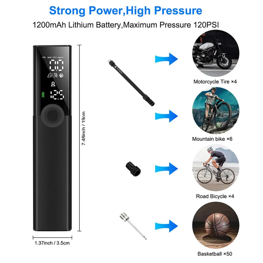 Rechargeable High Pressure Digital Aluminum Portable Smart Electric Air Inflatable Pump