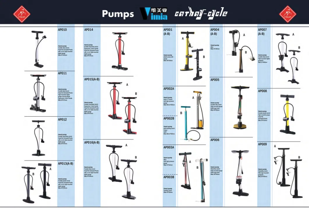 Aluminum Bike Air Foot Pump with Gauge Ap801A