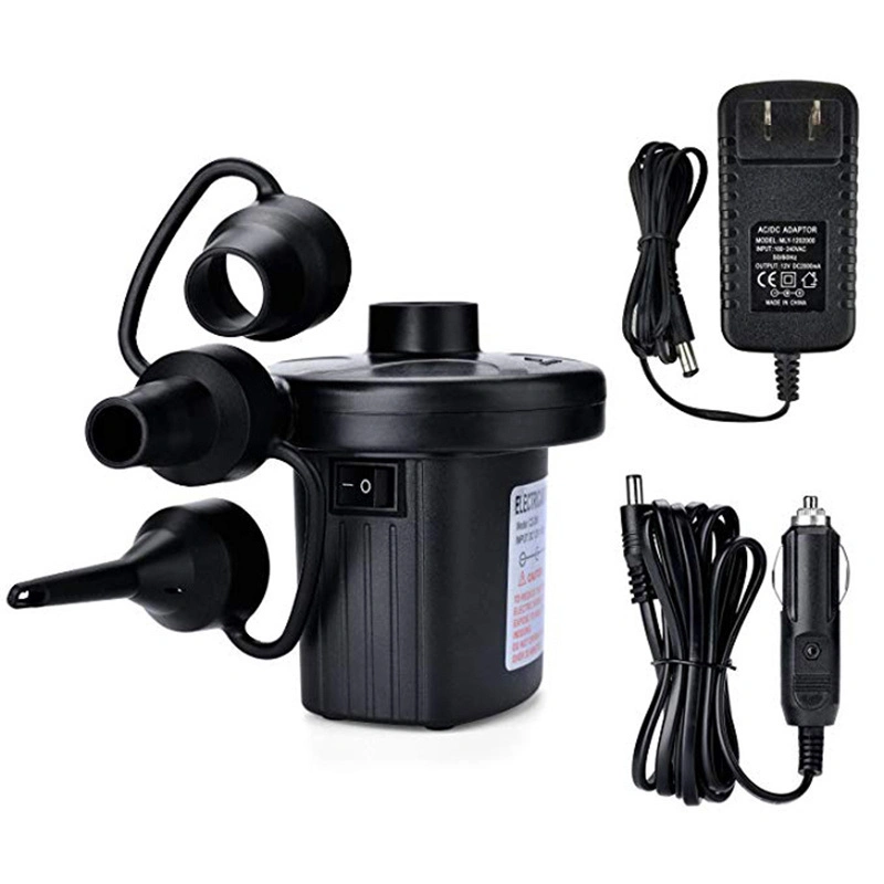 Quick-Fill Air Pump with 3 Nozzles, 110V AC/12V DC, Perfect Inflator/ Deflator Portable Electric Air Pump Bl13231